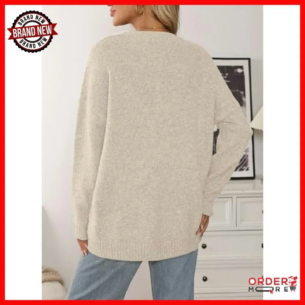 Oversized Chunky Knit Tunic Sweater Winter Pullover Long Sleeve - Picture 5 of 7